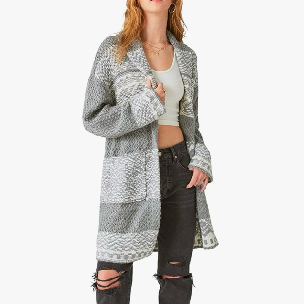 Lucky Brand Womens Fair Isle Print Cardigan  Size Xs